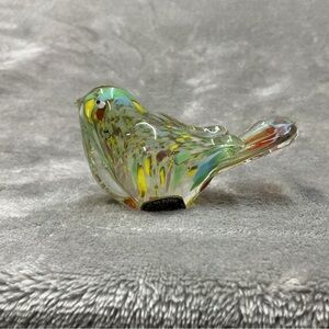 Vintage Walls Hand Blown Glass Bird Paperweight Made In Japan multicolor